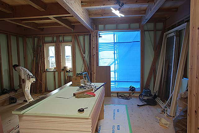 内部・2階 リビング構造と下地施工