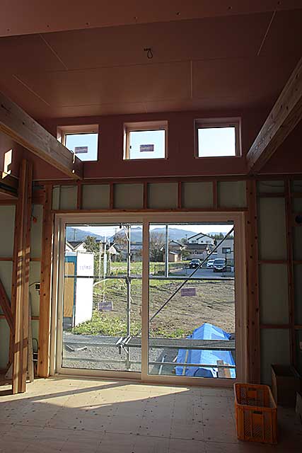 内部・リビング吹抜下地施工